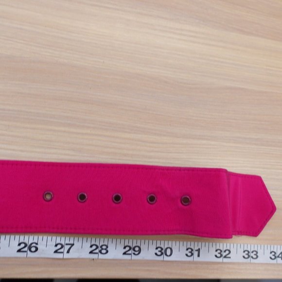VINTAGE‎ Belt Womens XS Pink Fabric Cinch Waist Fashion Chunky Gold Buckle Y2K - Picture 10 of 11